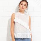 Shein Ruffle Detail Eyelet Embroidered Top