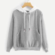Shein Raglan Sleeve Pocket Hooded Sweatshirt
