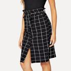 Shein Ruffle Tie Waist Grid Print Skirt