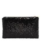 Shein Black Zipper Sequined Clutch Bag