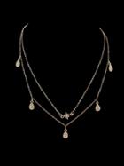 Shein Gold Chain With Rhinestone Star Wate Drop Charm Necklace Minimalist Jewelry