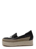 Shein Black Contrast Moustache Patch Slip-on Elastic Espadrille Wedges