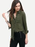 Shein Pocket Front Button Up Blouse