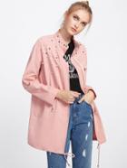 Shein Pearl Embellished Drawstring Waist Coat