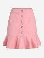 Shein Button Front Ruffle Hem Skirt