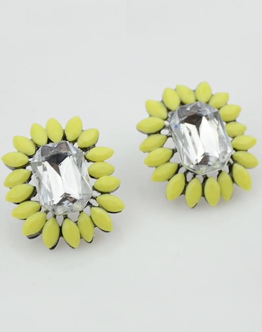 Shein Yellow Gemstone Silver Stud Earrings