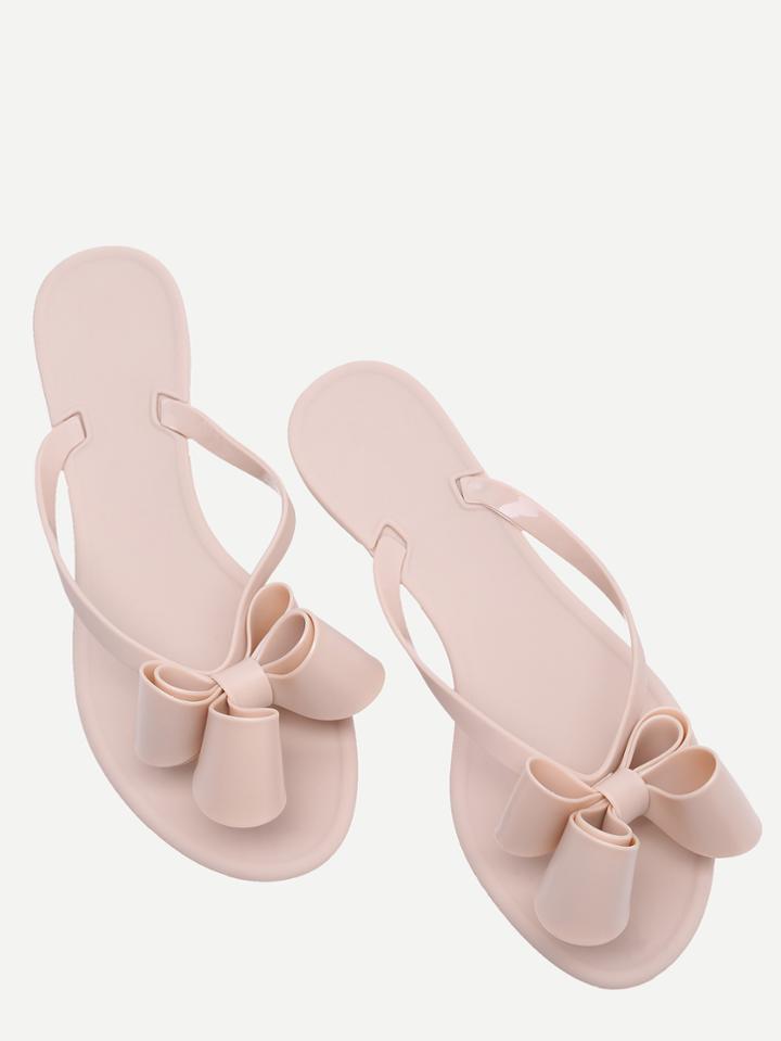 Shein Pink Bow Detail Flip Flops