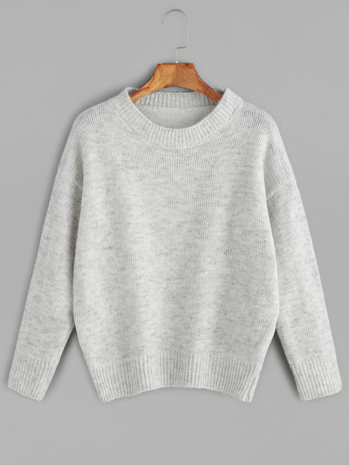 Shein Grey Drop Shoulder Jersey Sweater