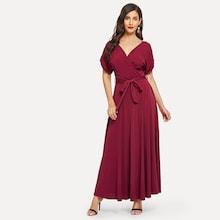 Shein Rolled Cuff V Neck Dress