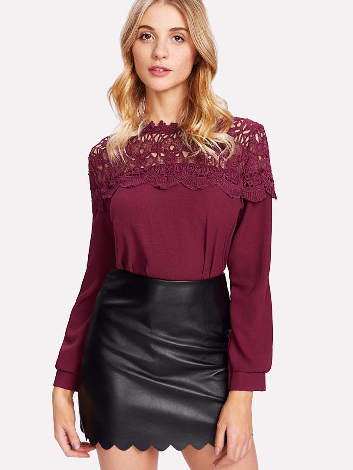 Shein Lace Panel Yoke Top