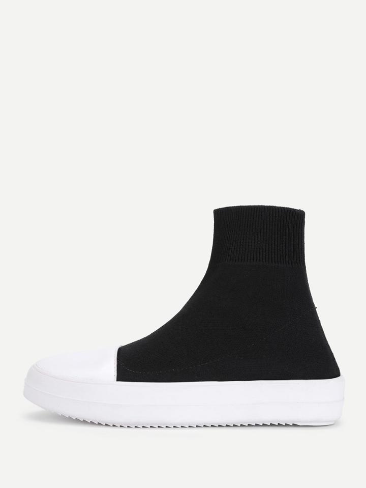 Shein Two Tone Knit Flatform Ankle Boots