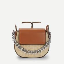Shein Saddle Crossbody Bag With Chain Handle