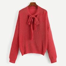 Shein Bow Tied Neck Glitter Sweater