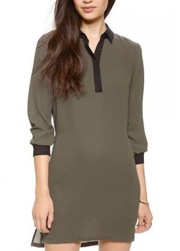 Rosewe Gorgeous Long Sleeve Turndown Collar Chiffon Straight Dress