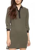 Rosewe Gorgeous Long Sleeve Turndown Collar Chiffon Straight Dress