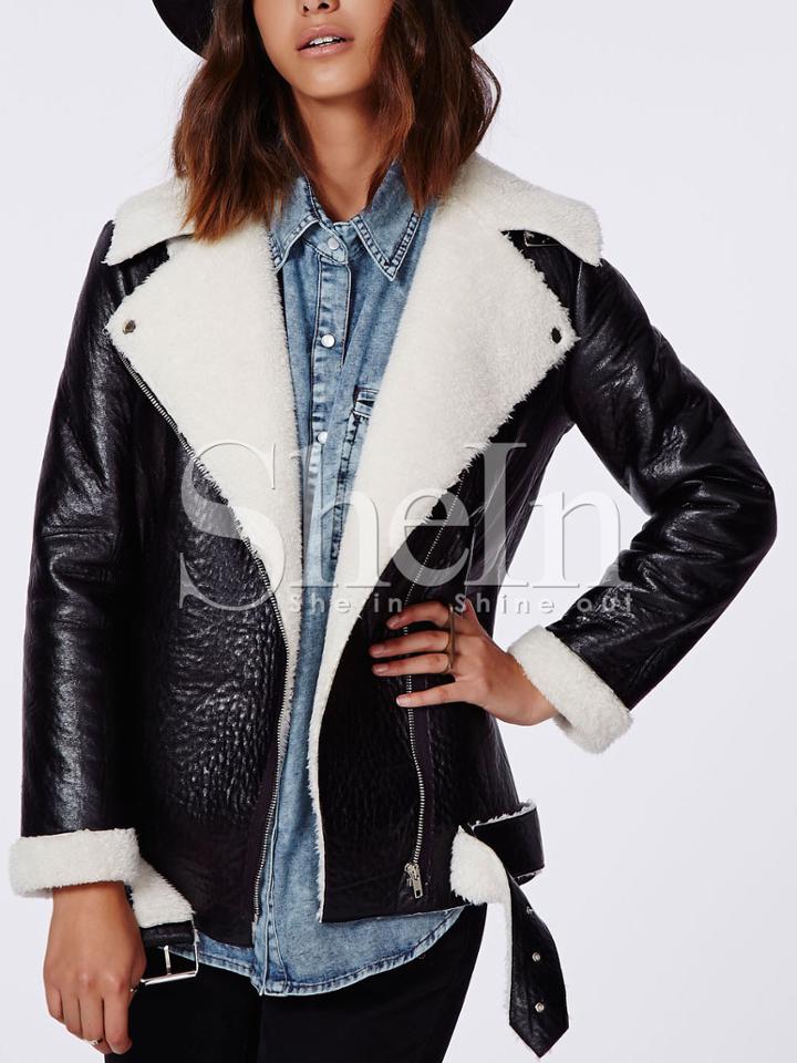 Shein Black Long Sleeve Lapel Jacket