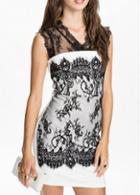 Rosewe Charming Hollow Design Lace Splicing Woman Mini Dress