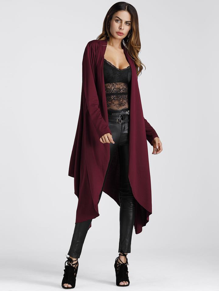 Shein Asymmetric Hem Longline Cardigan Coat