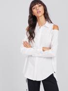 Shein Open Shoulder High Low Shirt
