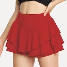Shein Ruffle Hem Solid Shorts