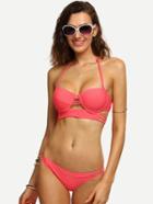 Shein Watermelon Red Strappy Underwire Bikini Set