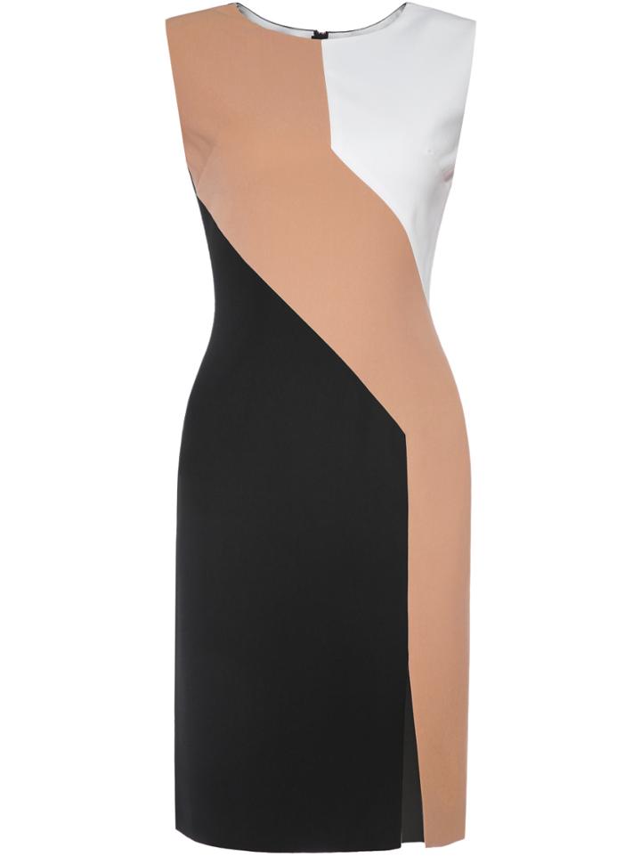 Shein Khaki Color Block Zipper Sheath Dress
