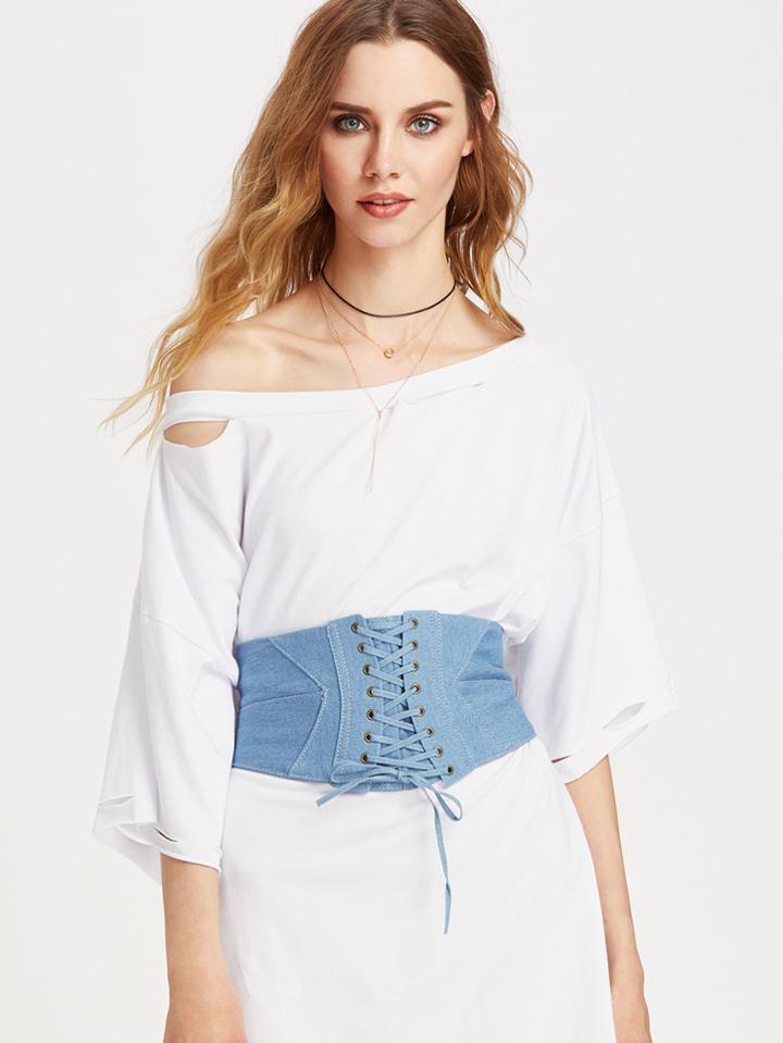 Shein Criss Cross Denim Corset Belt