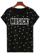 Shein Star & Letter Print T-shirt