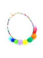 Shein Pom Pom Decorated Beaded Necklace