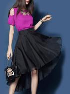 Shein Purple Black Off The Shoulder High Low Dress