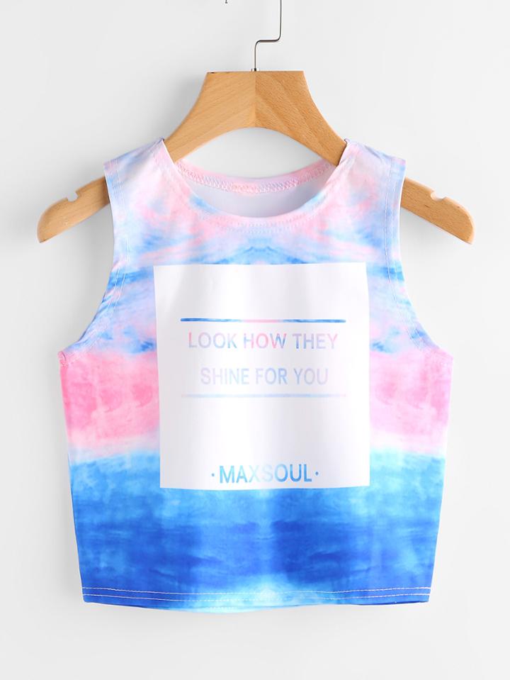 Shein Tie Dye Printed Crop Tank Top
