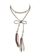 Shein Fashion Suede Leather Tassel Bowtie Shape Choker Collar Necklaces