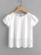 Shein Tulip Sleeve Laser Cut Scallop Hem Blouse