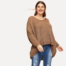 Shein Plus Drop Shoulder Dip Hem Sweater