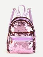 Shein Sequin Overlay Zipper Front Backpack