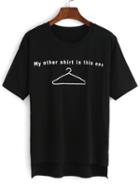 Shein Hanger Print Dip Hem T-shirt