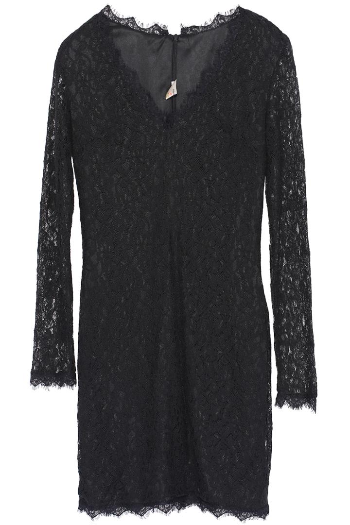 Shein Black V Neck Long Sleeve Bodycon Lace Dress