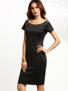 Shein Black Rivet Trim Zipper Pencil Dress