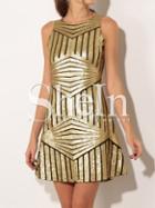 Shein Gold Sleeveless Vertical Striped Dress