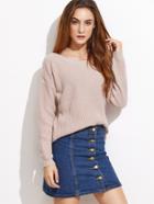 Shein Apricot Drop Shoulder Pullover Sweater
