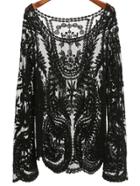 Shein Black Sheer Lace Shirt