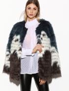 Shein Color Block Faux Fur Coat