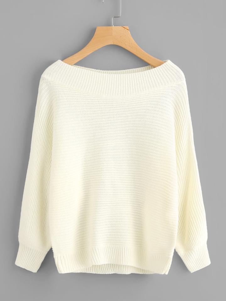 Shein Boat Shoulder Knit Sweater