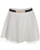 Shein White Sheer Mesh Flare Skirt