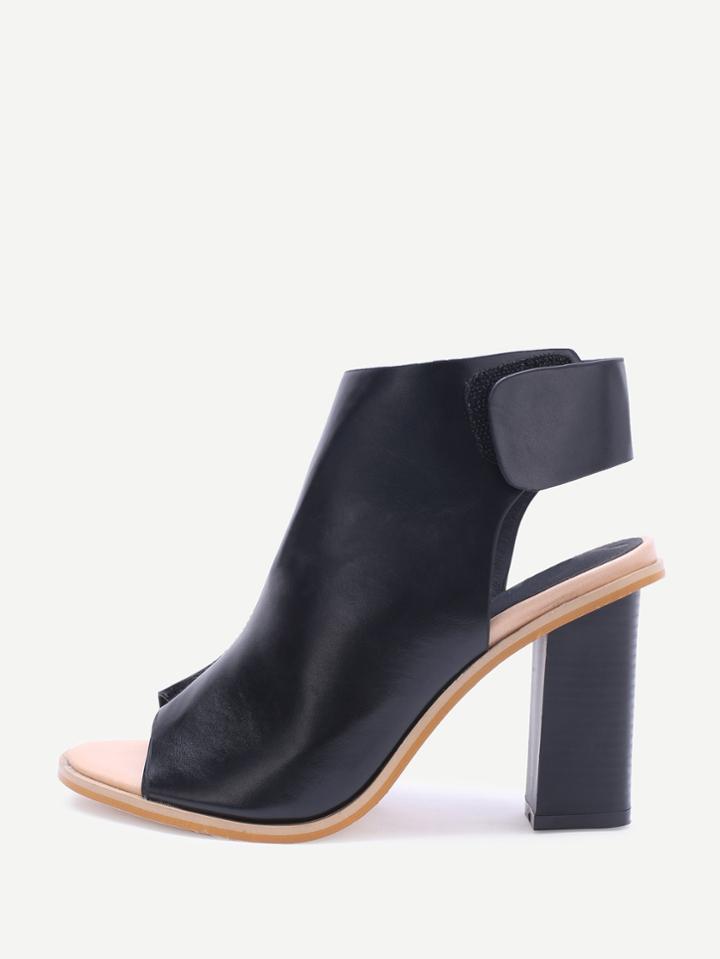 Shein Black Peep Toe Sling Back High Heels