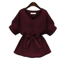 Shein Plus Solid V Neck Blouse