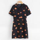 Shein Half Placket Floral & Dot Shirt Dress