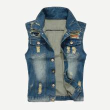 Shein Men Make Old Destroyed Denim Vest