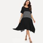Shein Block Stripe Asymmetrical Hem Dress