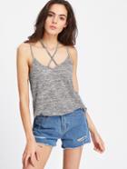 Shein Marled Crisscross Double Strap Cami Top